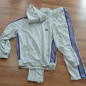 Needles White and Purple Track Pants & Hoodie Set